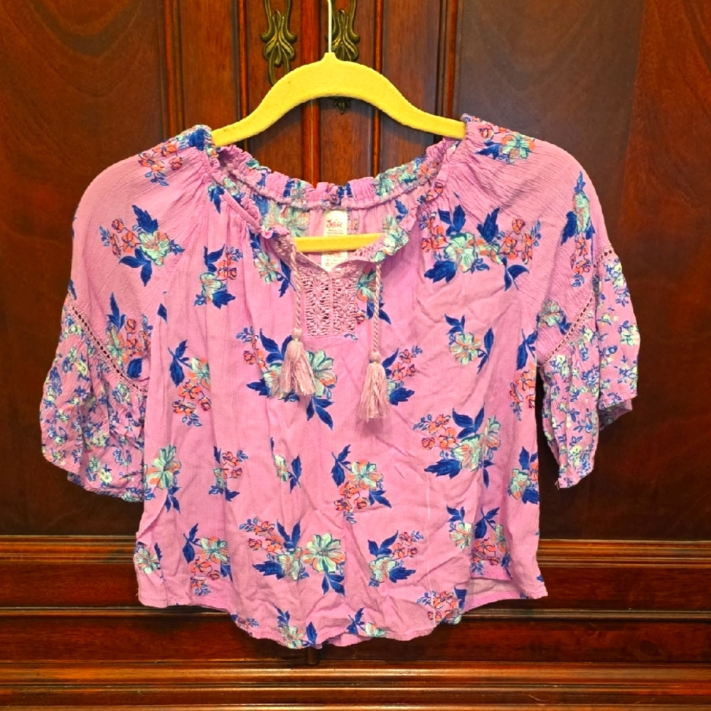 Floral Off The Shoulders Girls Top Size 10